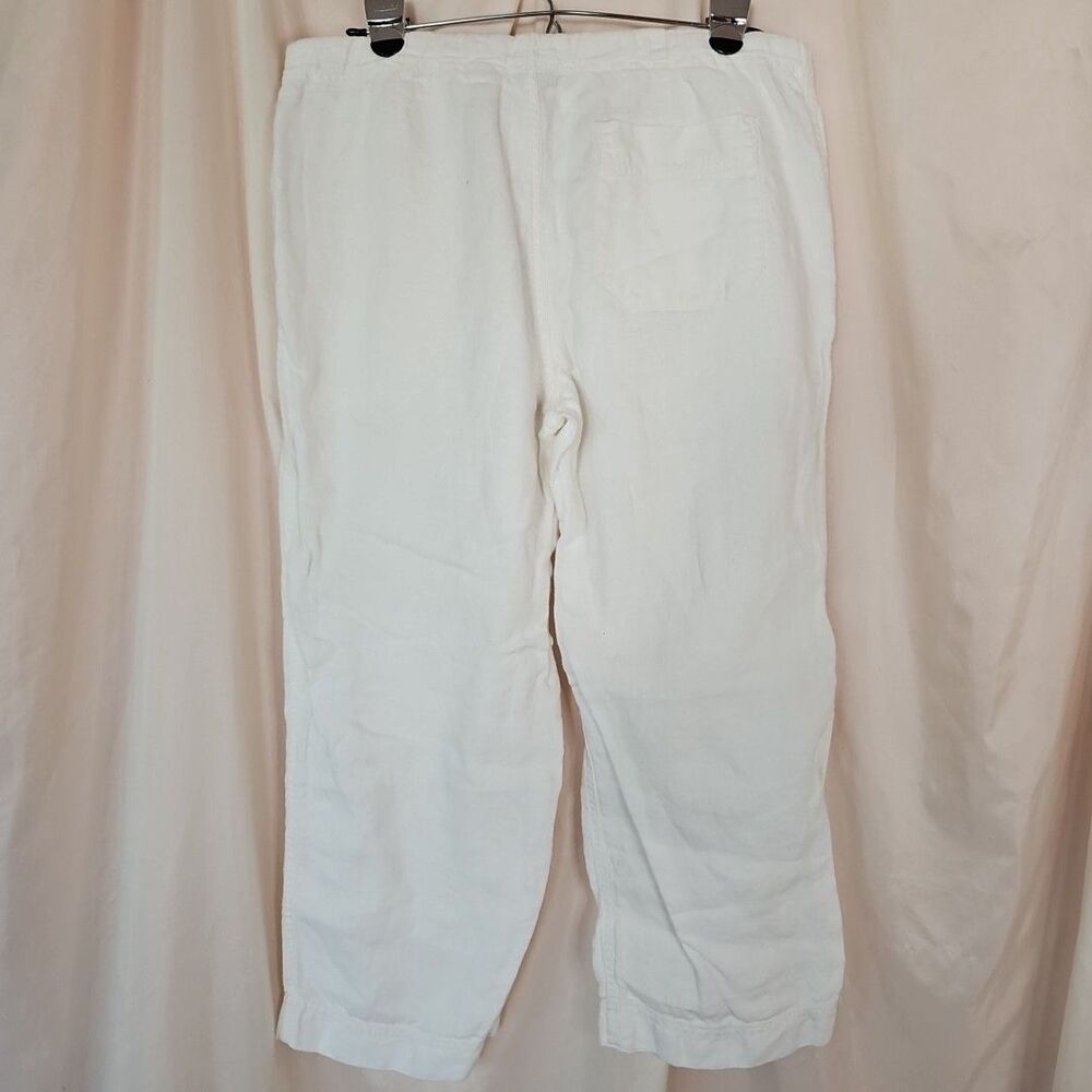 GAP White Linen Cropped Pants Women's Medium Drawstring Pockets Coastal Beach - Picture 4 of 8